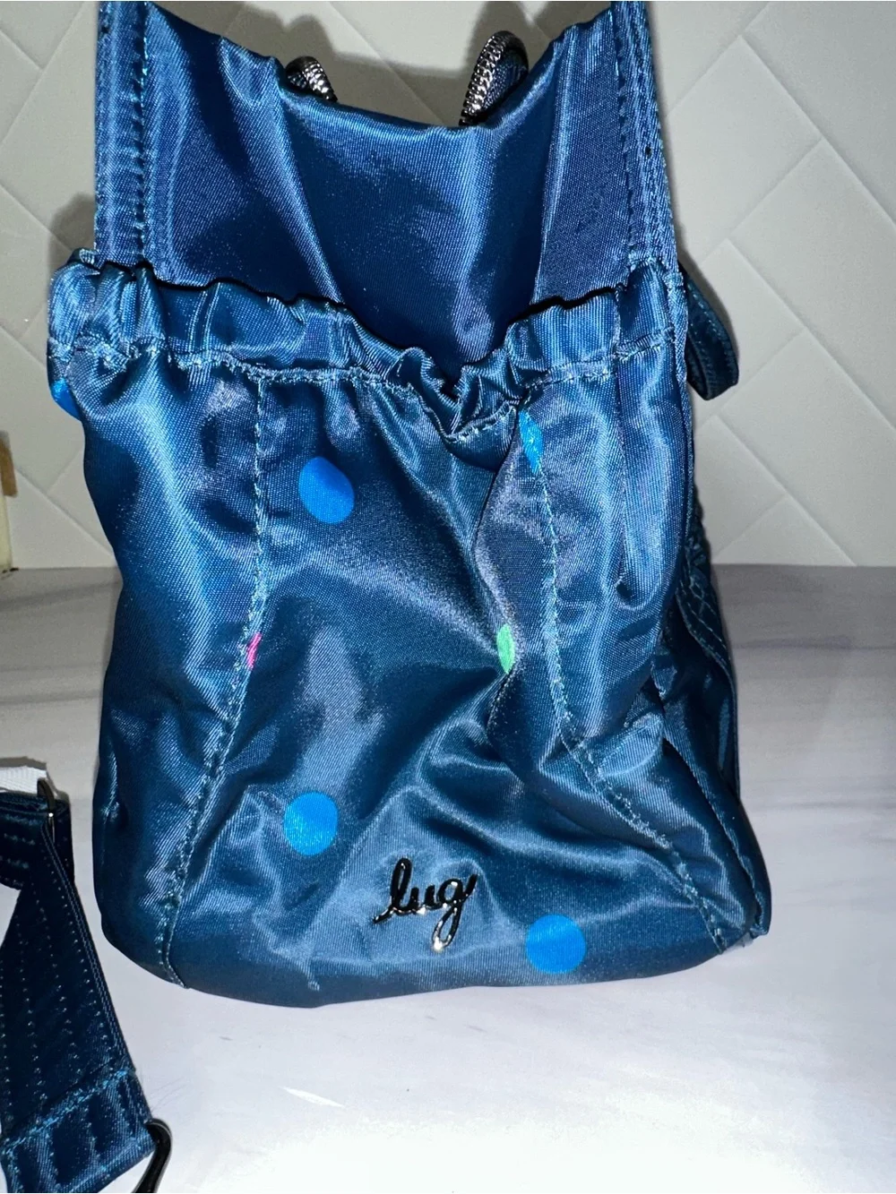 Lug Romper 2 Tote Navy Multi dot NEW